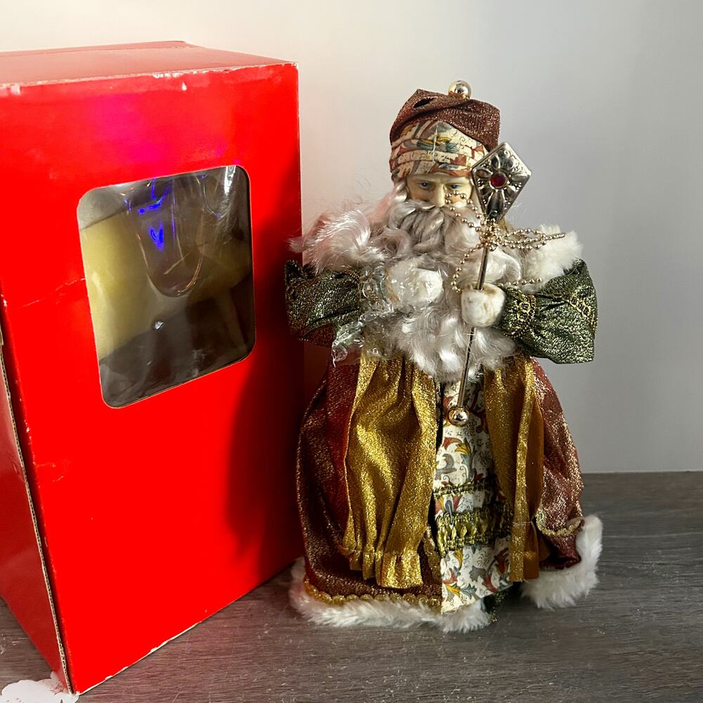 Vintage Lutheran St. Nicolas Santa Claus Porcelain Christmas Tree Topper w/ Box
